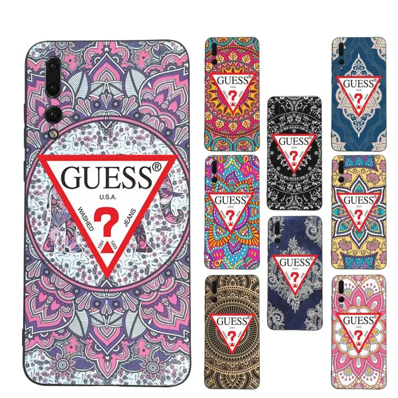 

Brand Guess Colorful Boho Mandala flowers Phone Case Soft Silicone Case For Huawei p30lite p30 20pro p40lite P30 Capa