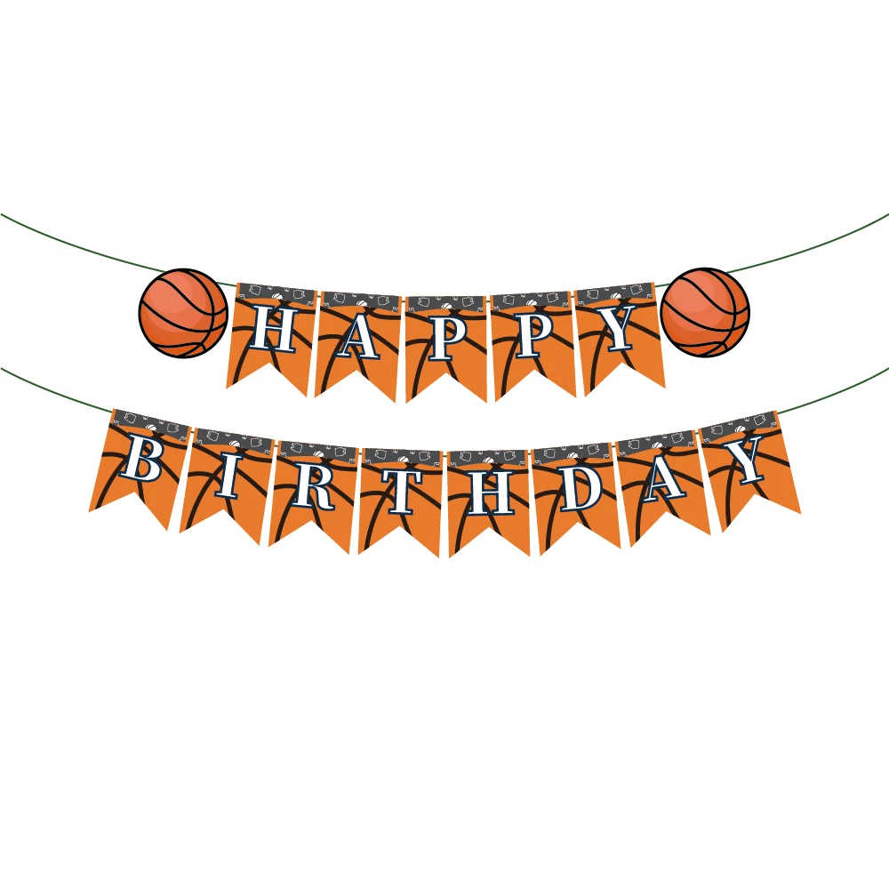 

Boy Sports Basketball HAPPY BIRTHDAY Party DIY Wall Hanging Letter Birthday Banner Bunting Backdrops Baby Shower Party Supplies