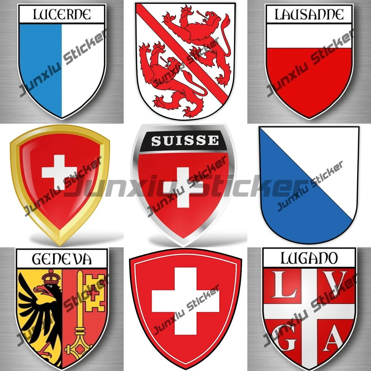 Swiss Coat of Arms Switzerland Flag Sticker Switzerland Sticker Zurich  St Gallen Geneva Flag Emblem Souvenir Switzerland Decals