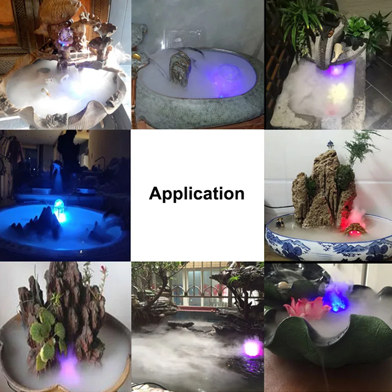 Halloween Party Mist Maker Ultrasonic Water Pond Fountain Fogger With 12 LED Light Flashes For Fish Tank Vase Birdbath Decor |