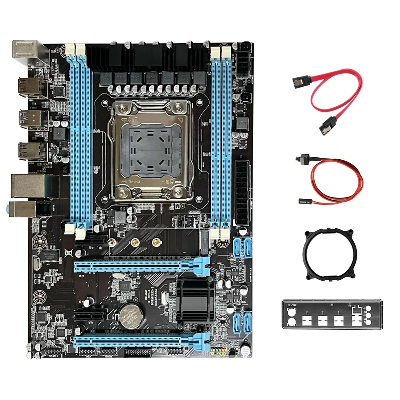 

X79 Motherboard+SATA Cable+Switch Cable+Baffle+Bracket LGA2011 M.2 NVME Support 4XDDR3 Gigabit LAN Desktop Motherboard