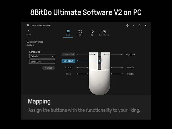 Фото Мышь 8BitDo Retro R8 с оптическим сенсором PAW 3395, разрешением DPI 26K, беспроводная, с частотой опроса 4K, зарядной док-станцией и программируемыми кнопками №1