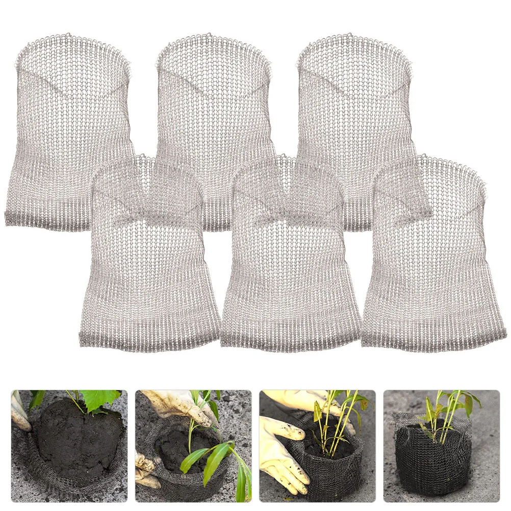 

6 Pcs Outdoor Flowers Root Protection Basket Anti Rat Net Bag Gabion Gardening Mesh Bags Agricultural Stainless Steel