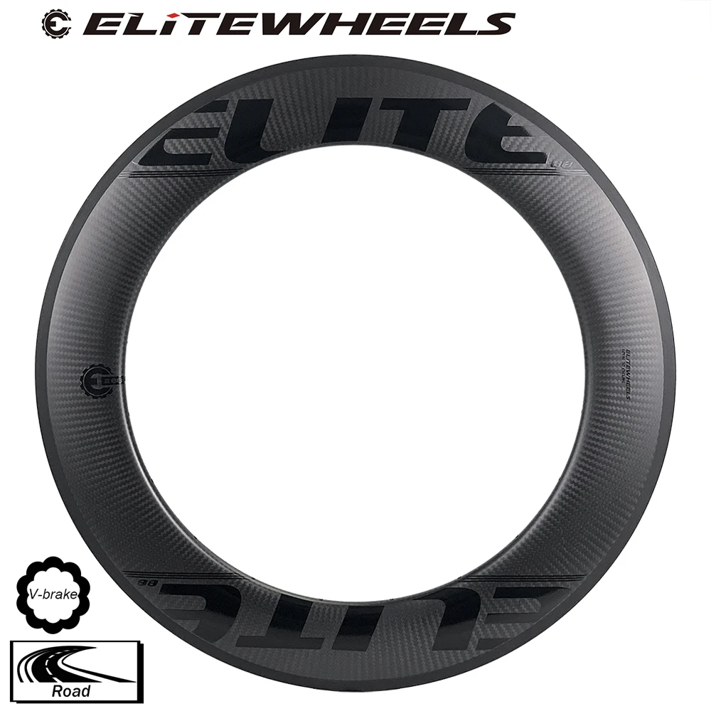 

ELITEWHEELS 700c 88 мм Aero Carbon Rim бескамерная покрышка Tubular 3K Twill матовая отделка базальтовая тормозная поверхность 25 мм ширина для колес