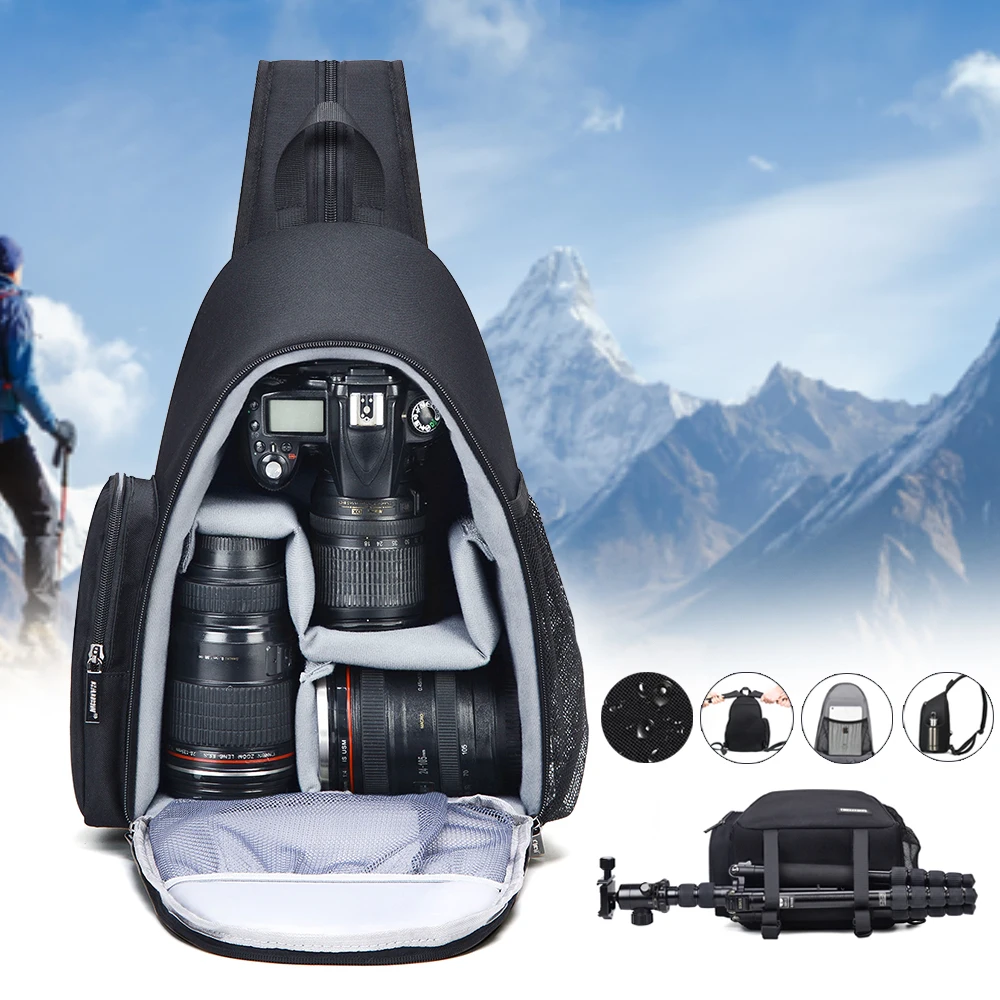 

Рюкзак-слинг для камеры, водонепроницаемый чехол для зеркальных камер Canon, Nikon, Sony, с держателем для объектива
