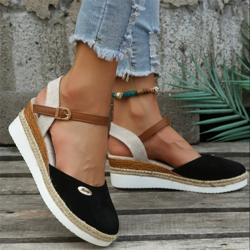 Wedge Heel Women Sandal New Summer Gladiator Designer Shoes Cover Toe Classic Sandals Women 2023 Med Heels Plus Size