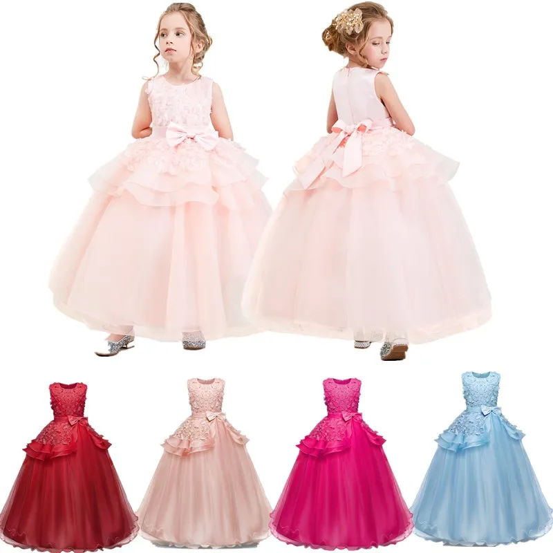 

Girls Party&Wedding Formal Costume Dress Kids Evening Dresses for Girl Ceremony Events Fluffy Prom Gown Children's Clothing