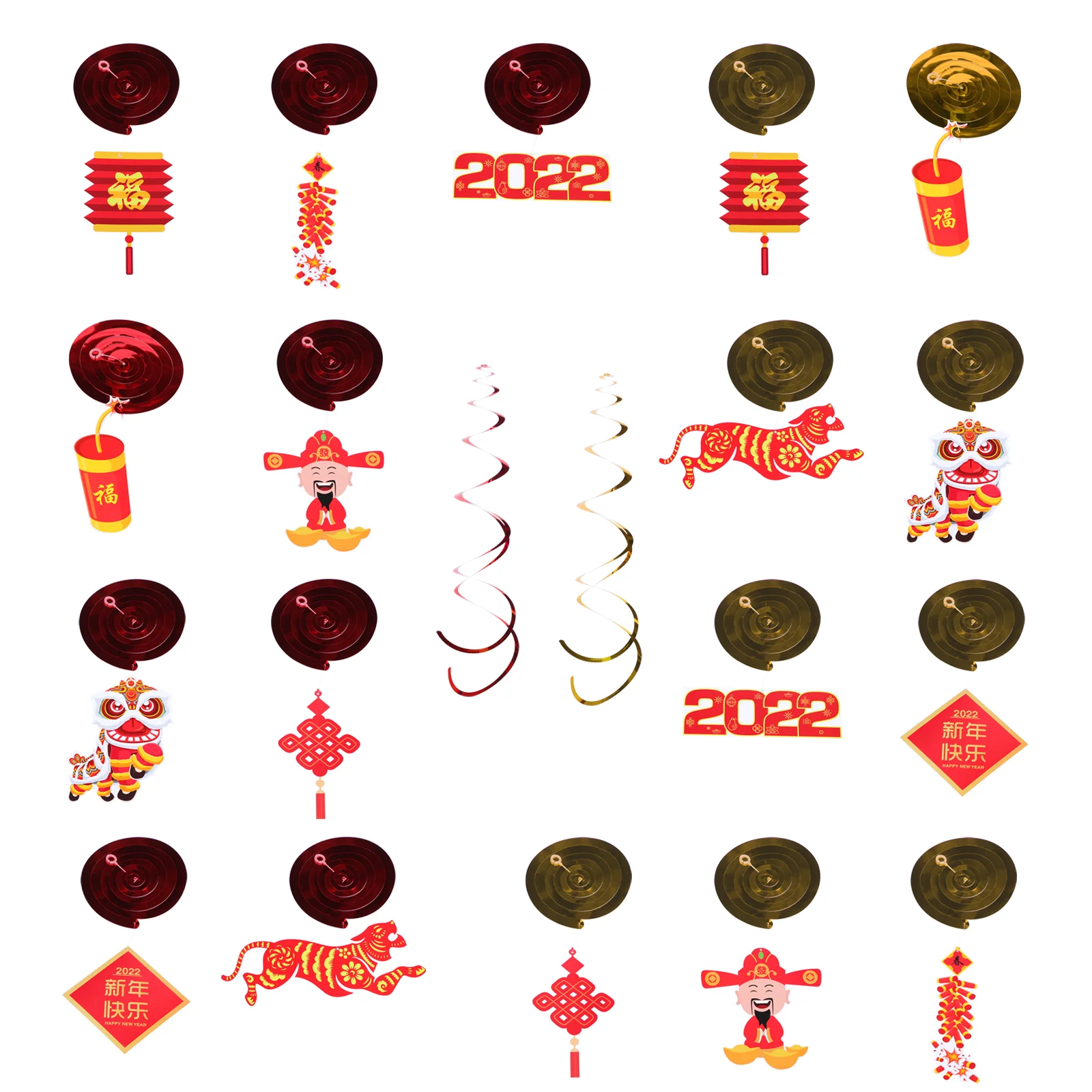 

30PCS Festival New Year Decor the Year of New Year Spiral Pendant