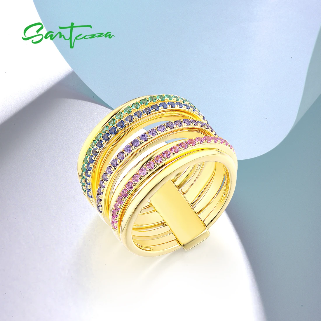 Женское кольцо из серебра 925 пробы с цветным драгоценным камнем