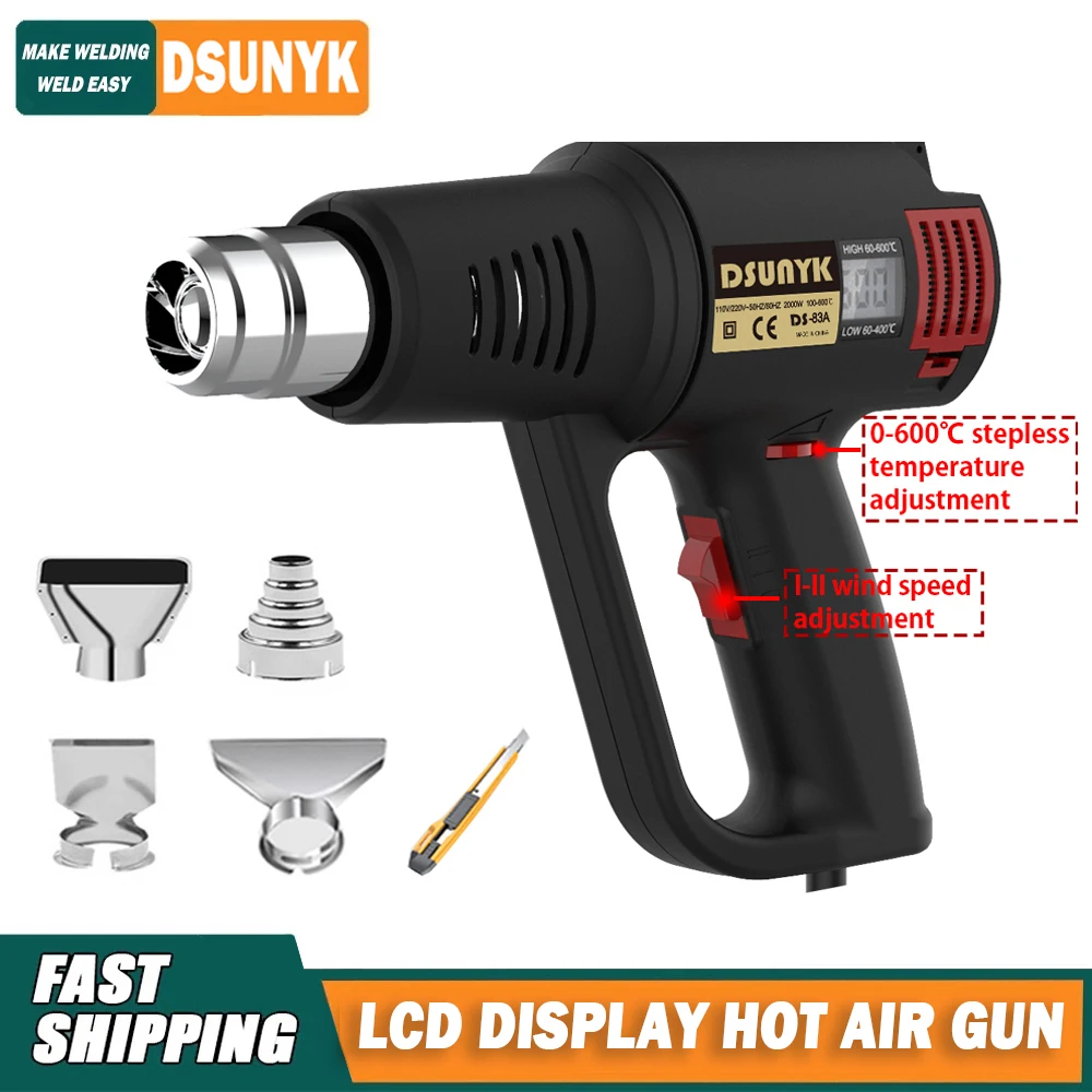 

Тепловая пушка 2000 Вт, фен для пайки, термовоздуходувка, пластиковый паяльник, фен для волос, горячий пистолет 220 В, тепловая пушка для зачистки горячим воздухом европейского стандарта