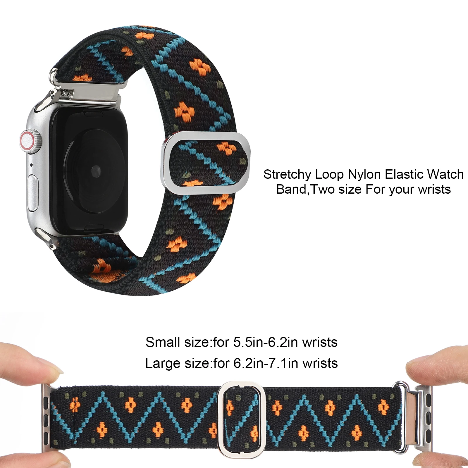 Elastic Strap for Apple Watch band Braided Pattern fabric chain for Iwatch87654321SE metal button National style40 41 42 44 45mm