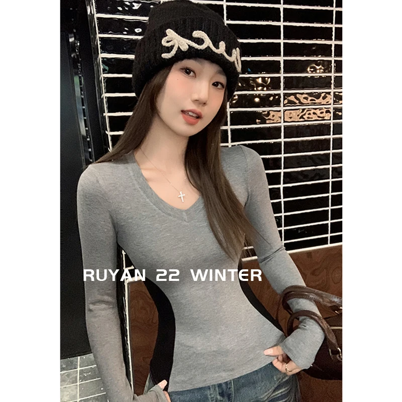 Plus Size Ruyan ~ Привлекательная осенняя женская одежда 2024 новый контрастный цвет