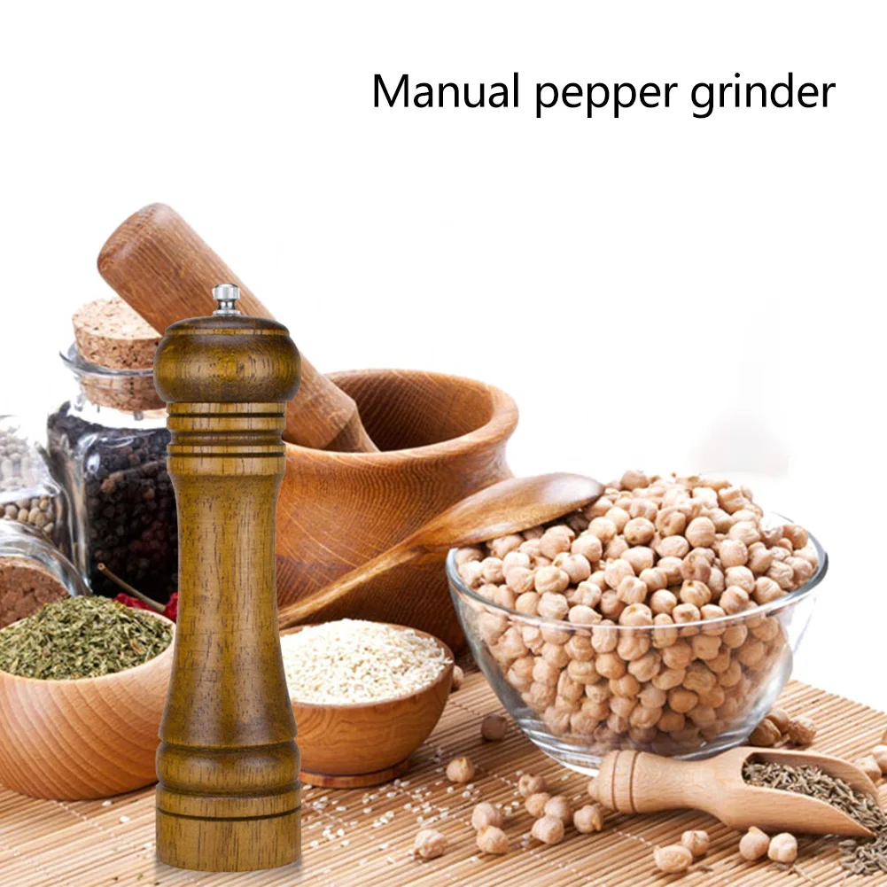 

Wooden Spice Mill Grinder Ceramic Manual Salt Pepper Grinder Feel Warm Kitchen Grinding Utensils Tools Condiments Grind Utensils