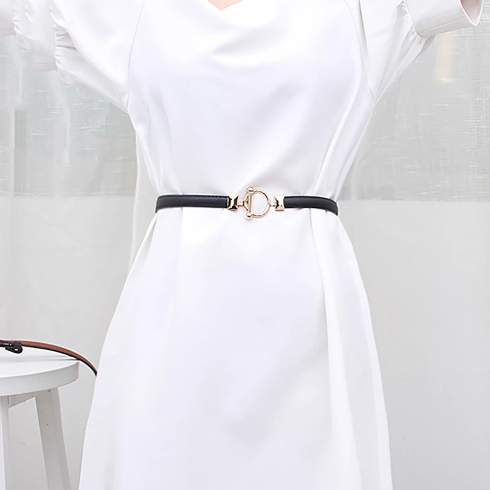 

Personality Thin Dress Women Trouser Fashion Waist Belt Waistband Metal Hook Buckle PU Belt