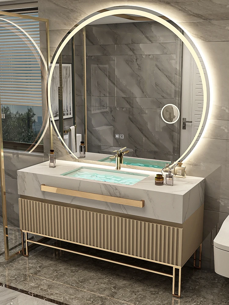 

Light luxury bathroom cabinet combination modern luxury washbasin basin cabinet bathroom cabinet washstand platform