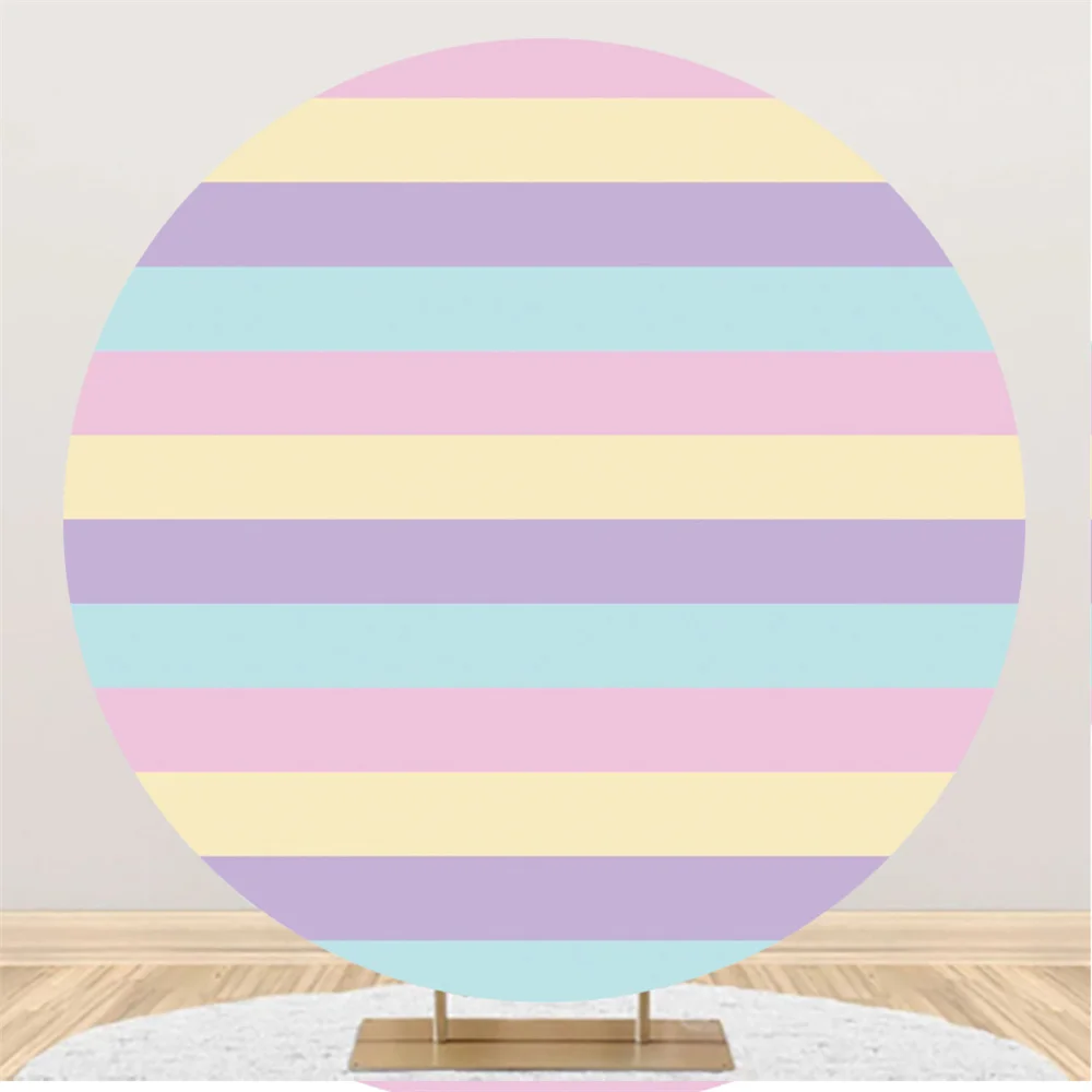 

Color Stripes Dream Round Background Baby Shower Kids Birthday Party Table Decor Circle Backdrop Photo Poster Booth