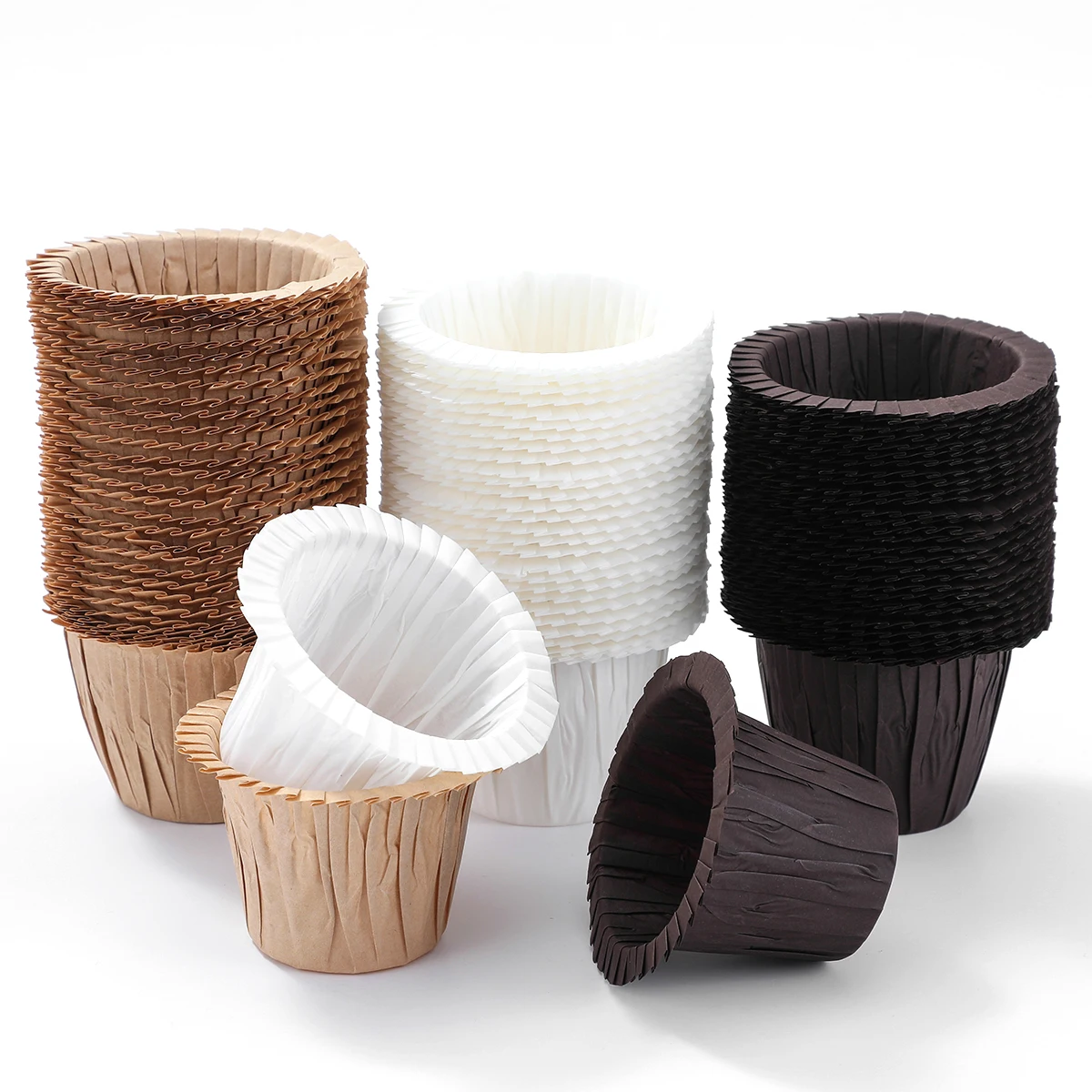 

60pcs Paper Cupcake Liners Solid Color Hat Baking Cups Muffin Cupcake Holder Disposable Greaseproof Dessert Tools Cake Cup Mold