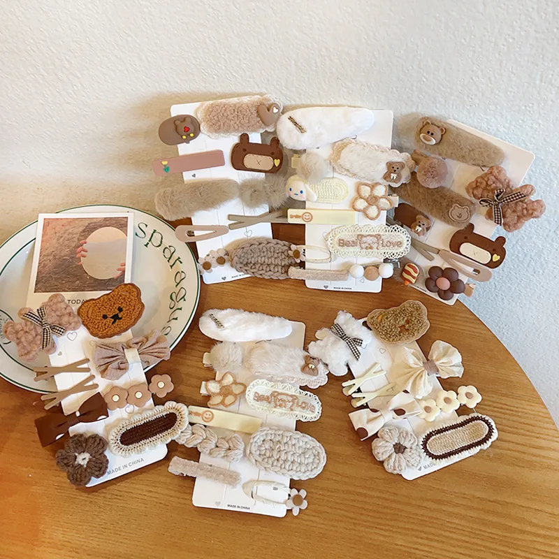 

Молочно-кофейный цвет Осень-Зима плюшевая заколка для волос женская челка для волос боковая заколка для волос Корейская версия