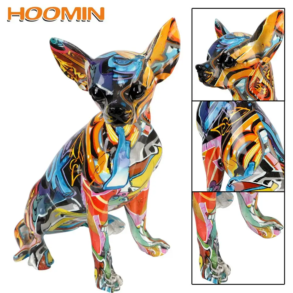 

Wine Cabinet Office Living Room Decorations Simple Creative Resin Crafts Decorations Home Painted Graffiti Color Dog