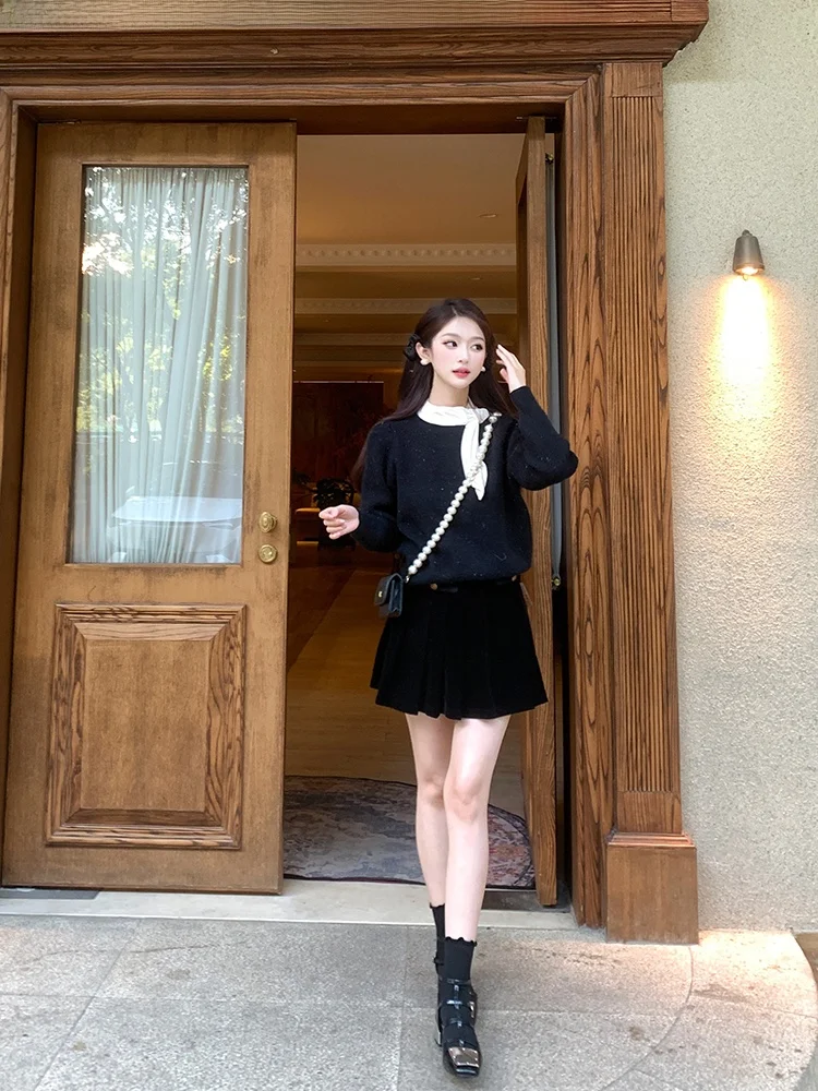 Juicecola Design Sense облегающий свитер с галстуком-бабочкой на шнуровке корейский