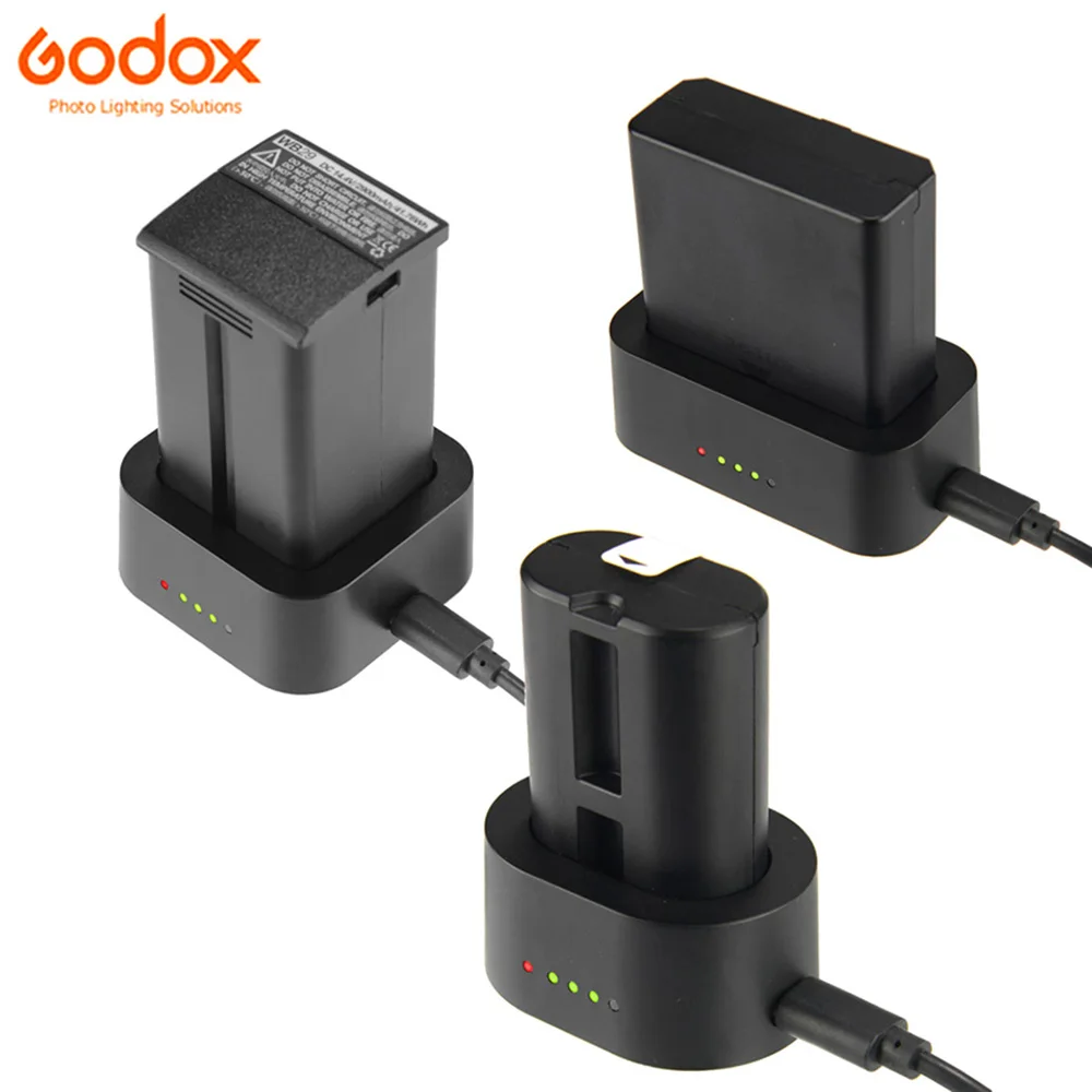 Оригинальное зарядное устройство Godox UC18 UC20 UC29 USB + батарея для вспышки VB18 VB20 WB29 для V850II V860II / V350 / AD200 AD200Pro