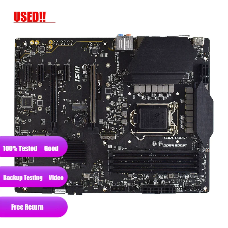 Used LGA 1200 Motherboard MSI Z590-S01 DDR4 128GB Intel Z590 Supports 10th/11th Generation CPUs PCI-E 4.0 SATA3 2xM.2 ATX 