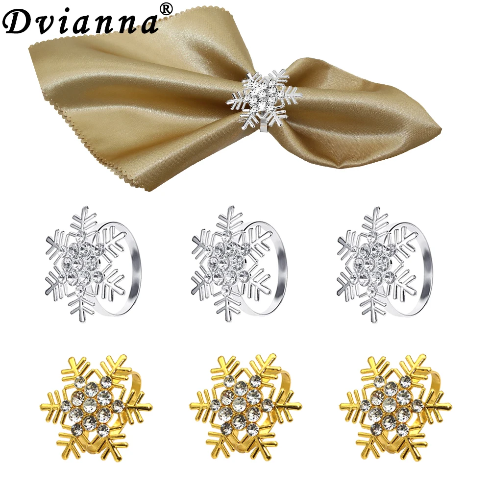 

Dvianna 6Pcs Snowflake Napkin Rings for Wedding Receptions Christmas Thanksgiving Holiday Party Dinner Parties HWC91