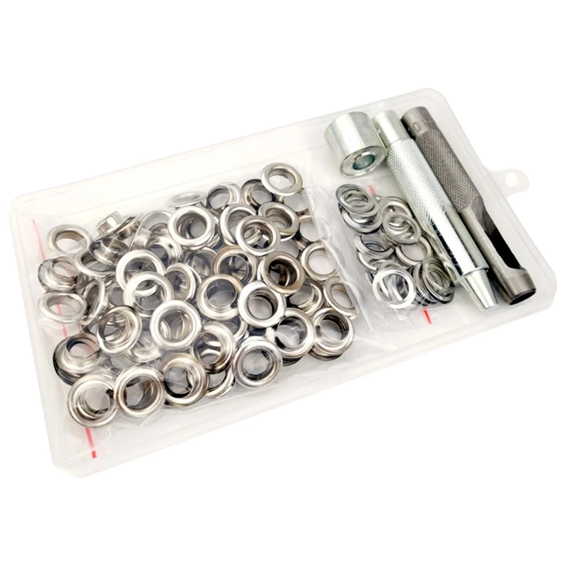 

N0HB 100 Pair Grommets Kit Thicken Grommet Eyelets with Washers Assortment Kit Hole Self Backing Eyelets with Install Tool