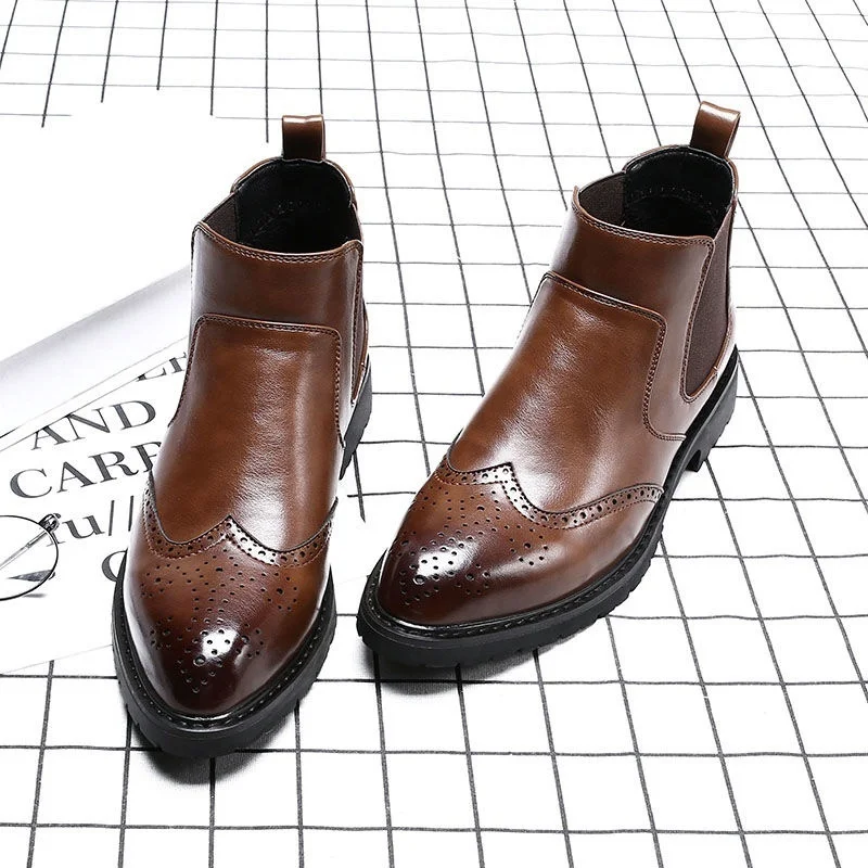 

Роскошные брендовые осенние кожаные Ботинки Martin корейские модные высокие короткие ботинки английская Мужская универсальная обувь