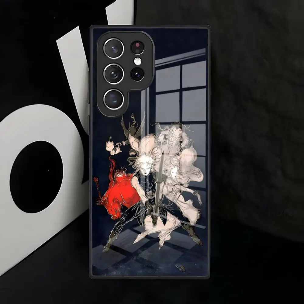 Фото Чехол для телефона Yoshitaka Amano для Samsung S26 S25 S24 FE S23 S22 S21 Plus S20 Ultra Note20Ultra, черный стеклянный чехол №2