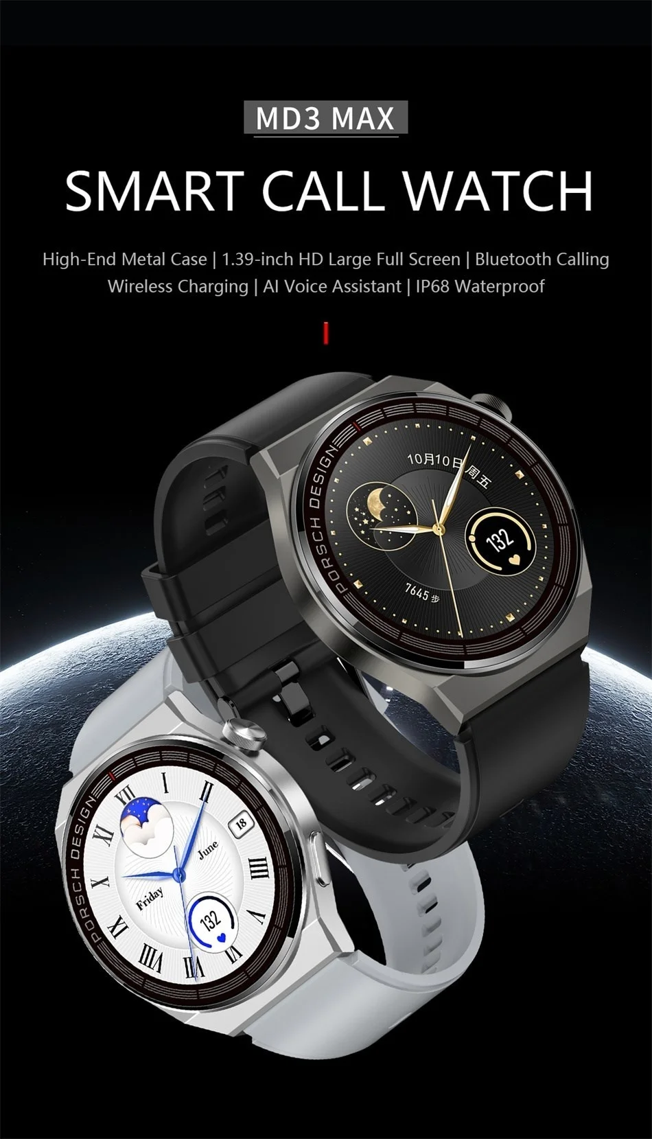 Fashion Smart Watch Men HD Full Screen 380 mA Wireless Charge Fitness Bracelet Waterproof Bluetooth Call New Smartwatch Men Sale