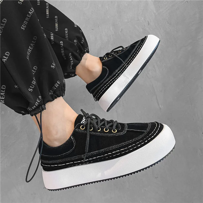 

2022 New Men's Fashion Casual Shoes Cushioning Breathable Walking Shoes Thick Bottom Increase High Suede Shoes Comfortable Shoes