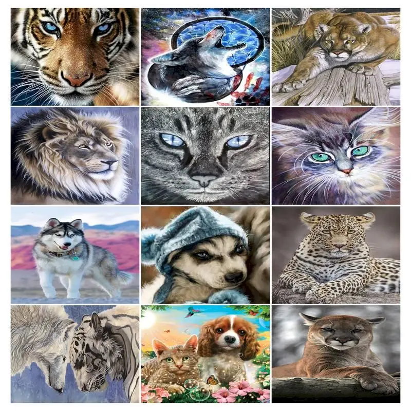 

Картина по номерам RUOPOTY, набор масляных красок «сделай сам» с изображением кошки, тигра, с рамкой для взрослых и детей, подарки на день рожден...