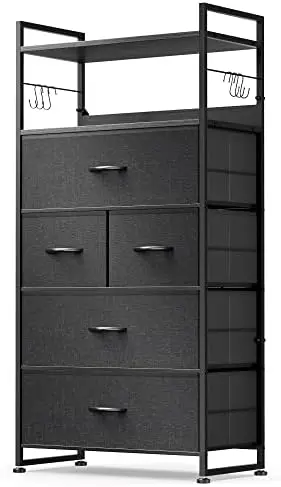 

Dresser for Bedroom with 5 Drawers, Dressers & Chests of Drawers for Entryway, Storage Organizer Unit with Cationic Fabric, Dre