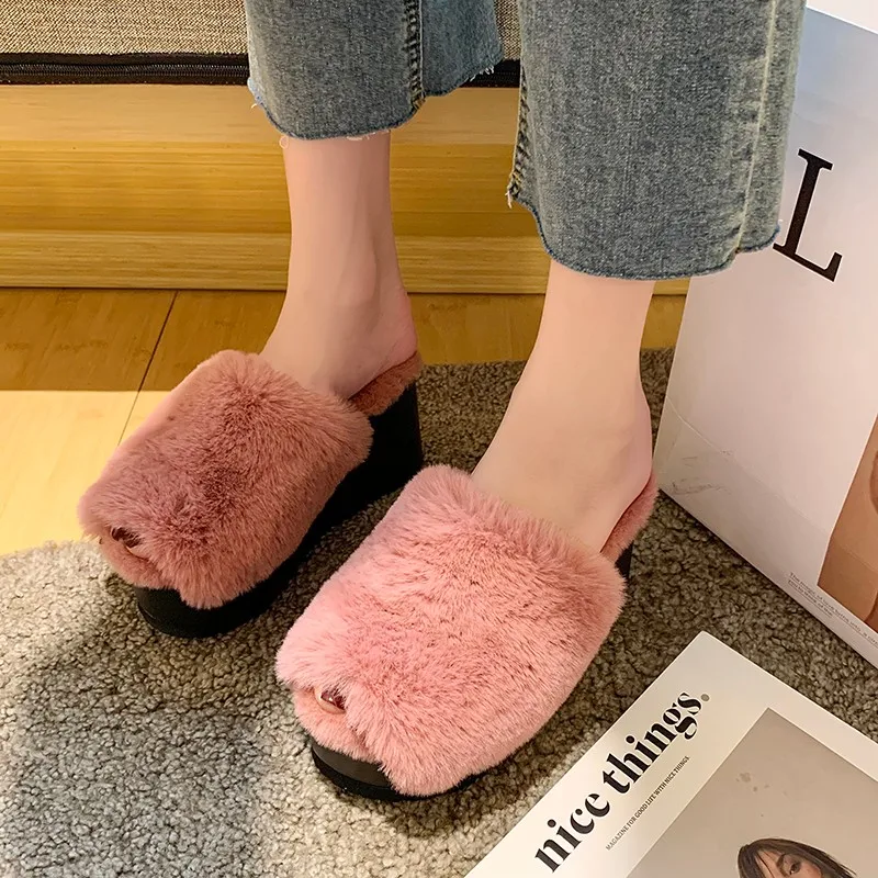 

Женские сланцы на танкетке, однотонные шлепанцы с открытым носком, на высоком каблуке, 2023