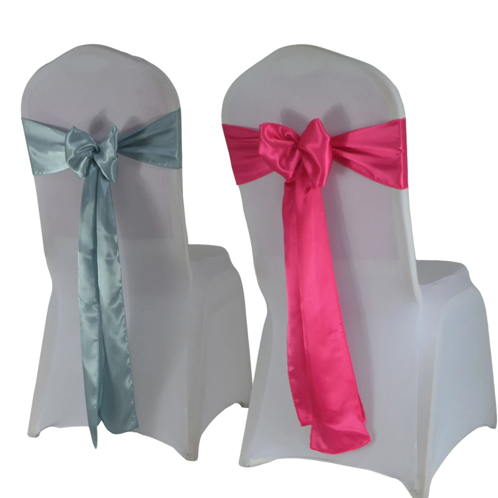 

Satin Chair Bow Country Wedding Decoration Chairs Ribbon Butterfly Ties For Christmas Birthday Party Hotel Banquet Supplies