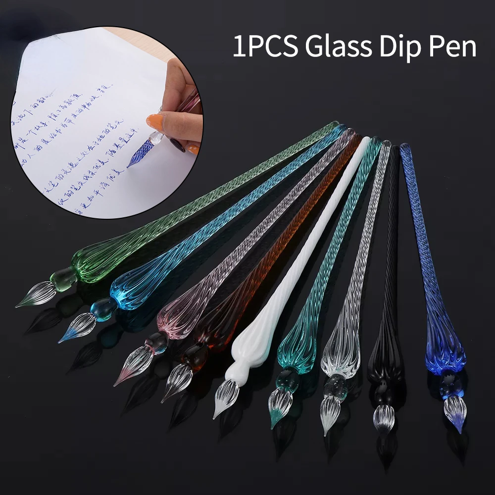 

1Pcs new Vintage Glass Dip Dipping Pen Holder Signature Filling Ink Fountain Pens Handmade Glass Dip Fountain Pen Safe Package