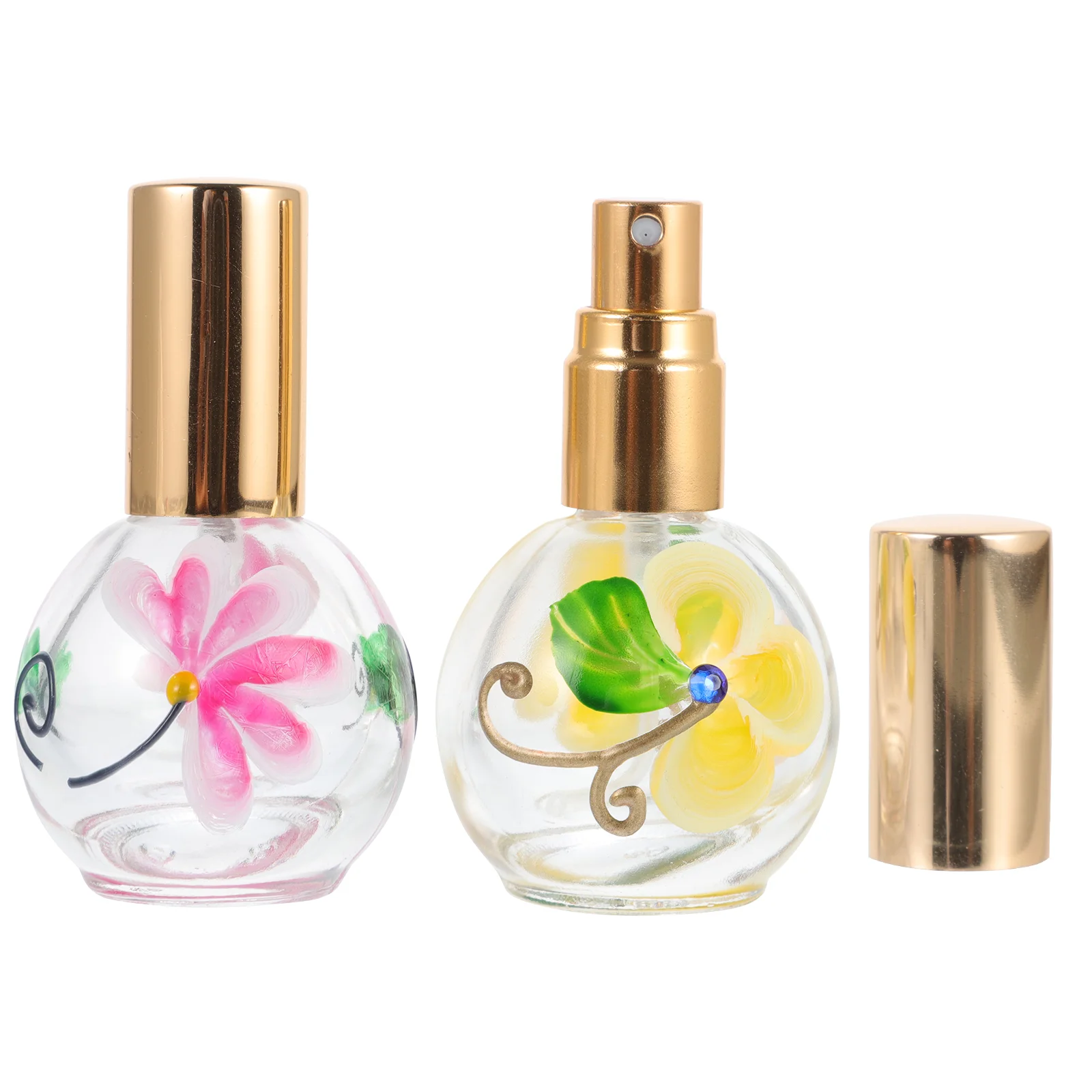 

2pcs 12ml Spray Bottle Glass Essential Oil Bottle Refillable makeup spray bottle Dispenser for Fragrance Lotion Cosmetics Yellow