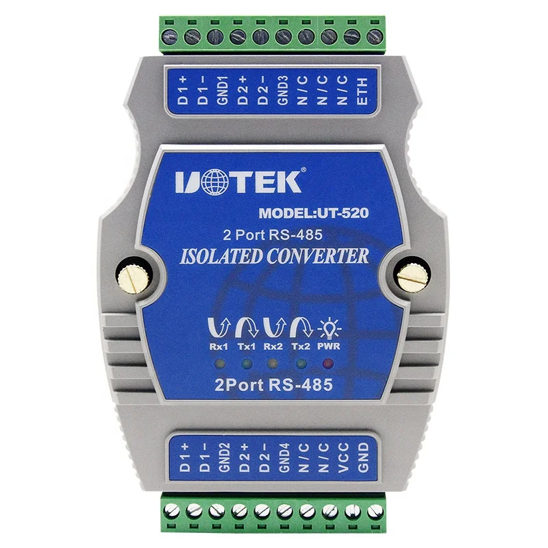 Фото UOTEK UT-520 Промышленный 2-портовый повторитель RS 485 Последовательный преобразователь на DIN-рейку с изоляцией №2