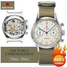 RED STAR 38mm Men's 1963 Chronograph Mechanical Watch Pilot Original ST1901 Movement Male Air Force Aviation Sapphire Goose 40mm