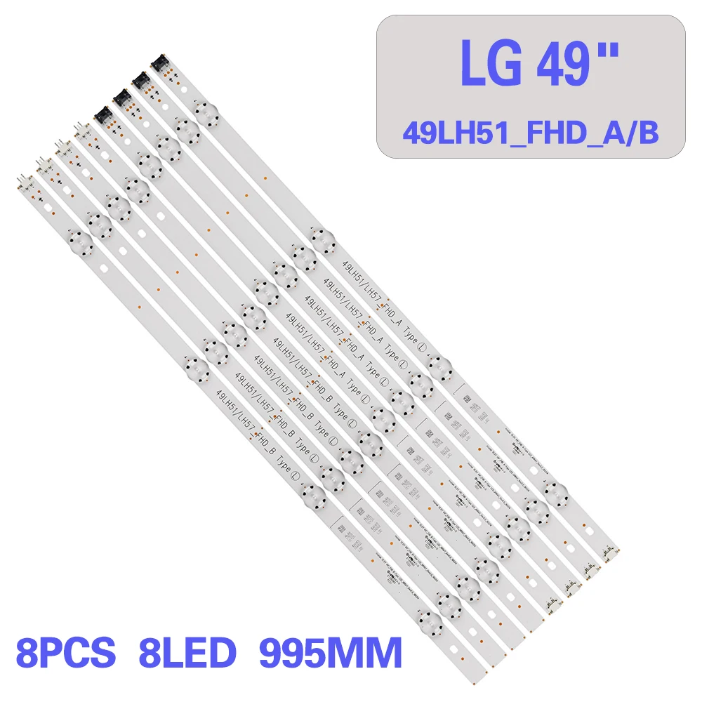 

Светодиодная лента для подсветки для LG, 8 шт. светодиодный комплект, подсветка для LG 49LH510V, 49LJ510M, 49LH570A, 49UM6950, 49LH51_FHD_A/B ssc_49 дюймов _fhd_a B 49LH5100, 49LH5700