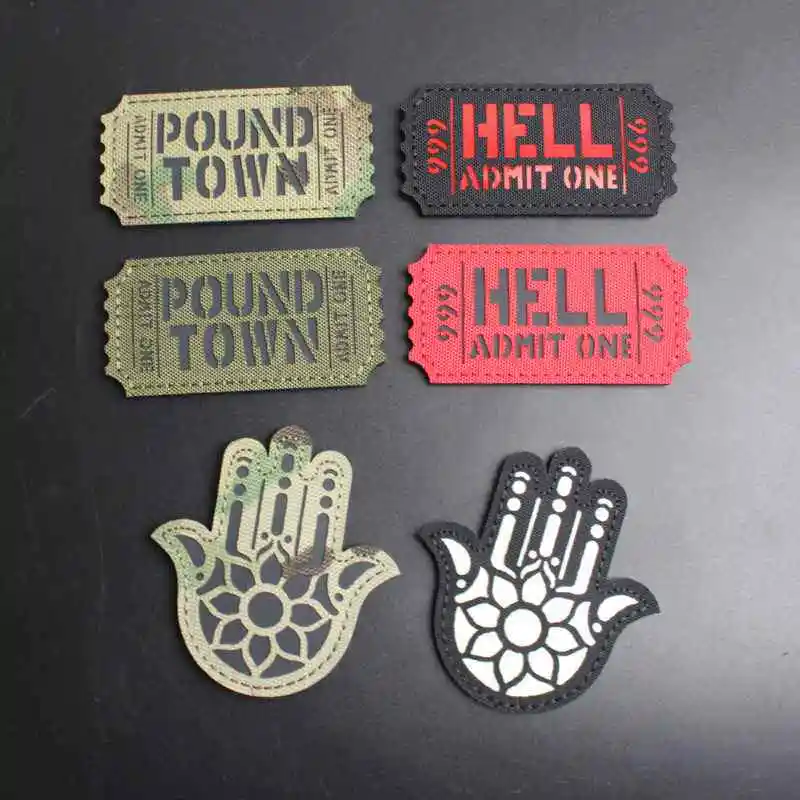 Фото Лазерная гравированная светоотражающая нашивка для почтальона HELL POUND TOWN - Персонализированная нашивка на липучке для рюкзака №1