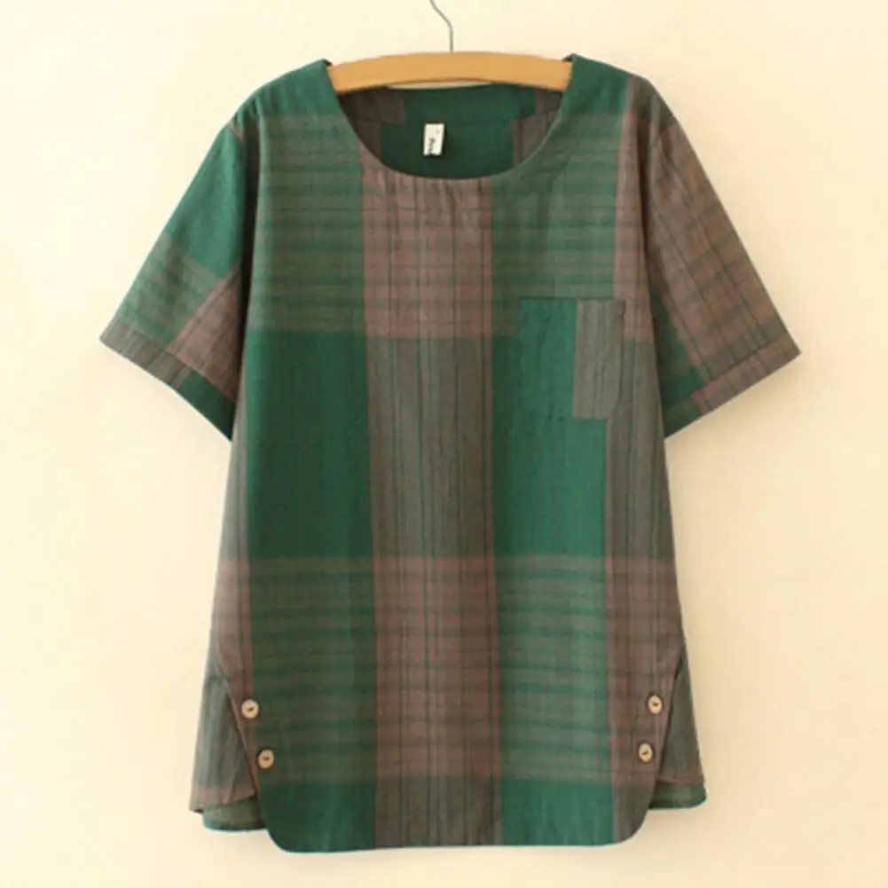 

Simple Trousers Elastic Waist Oversize Female Women Plaid T-shirt Trousers Set