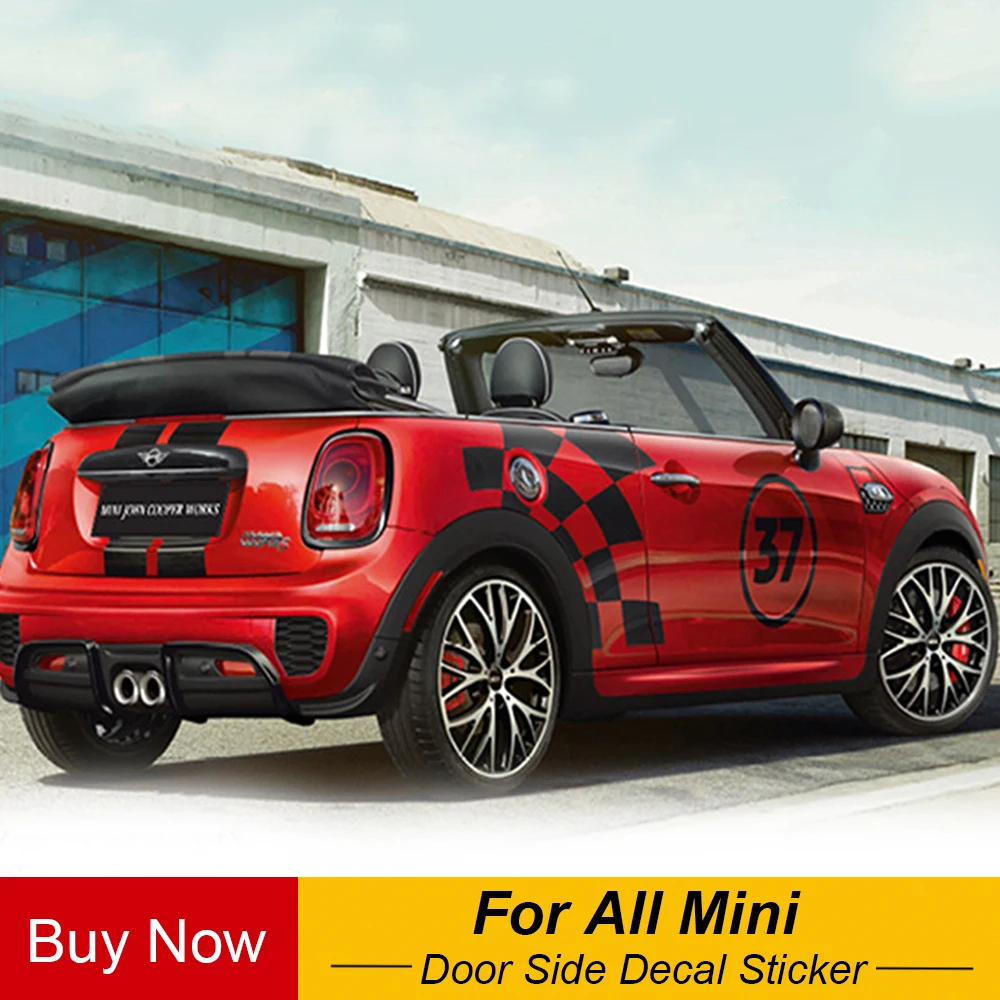 

For MINI Cooper S One JCW F55 F56 F60 R55 R56 R60 Accessories Car Styling Door Side Checker Decal Sticker Exterior Decoration