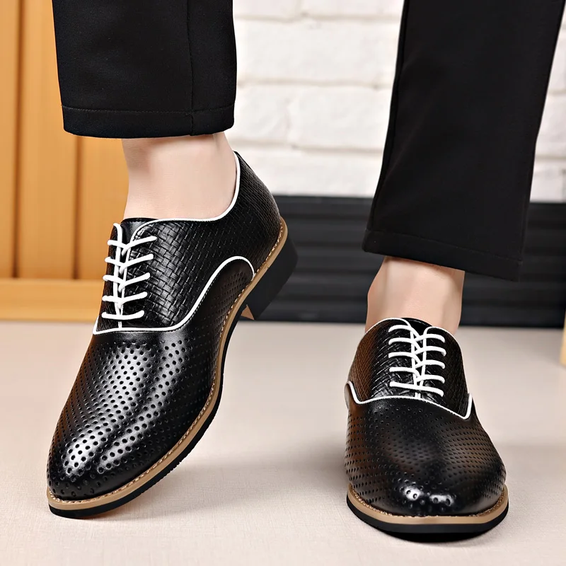 Туфли мужские с перфорацией дышащие небольшие деловые в британском стиле без