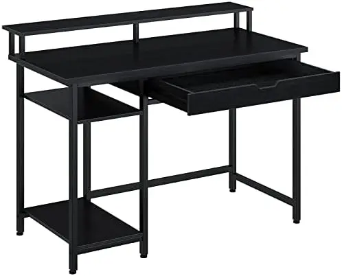 

Стол с подставкой для монитора и выдвижным ящиком, письменный стол для дома и офиса 39 дюймов, рабочая станция для учебного стола, стабильная металлическая рамка (деревенский коричневый,