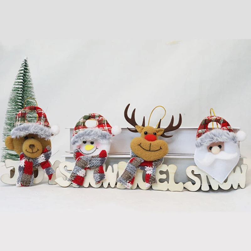

Wooden Christmas Tree Decoration Supplies Xmas Doll Puppet Pendant Home Decoration Snowman Santa Claus Elk Ornament Hanging Gift