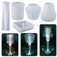 diy crystal epoxy mold mirror diamond pattern small table lamp making pen holder storage ornament silicone mold