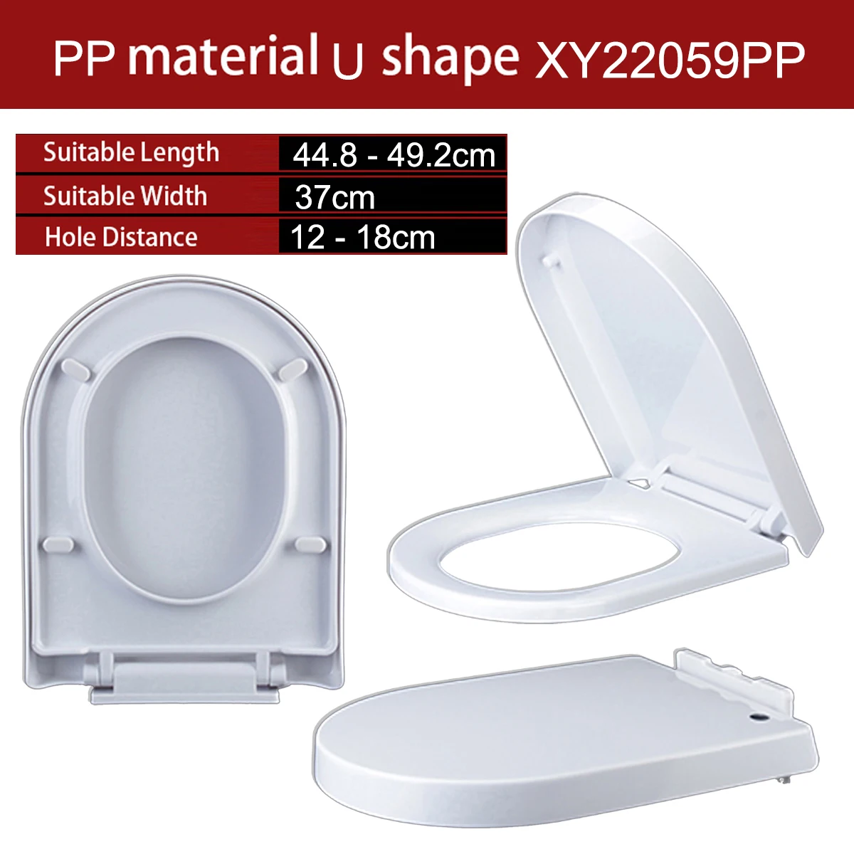 Universal U Shape Elongated Slow Close WC Toilet Seats Cover Bowl Lid Top Mounted Quick Release PP Board Soft Closure XY22059PP