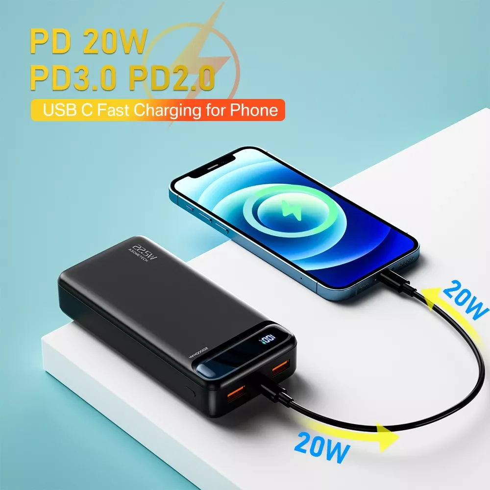 Power Bank 20000mAh Portable Charger Powerbank 20000 mAh Fast Charging External Battery PD PoverBank for iPhone 13 12 Pro Xiaomi
